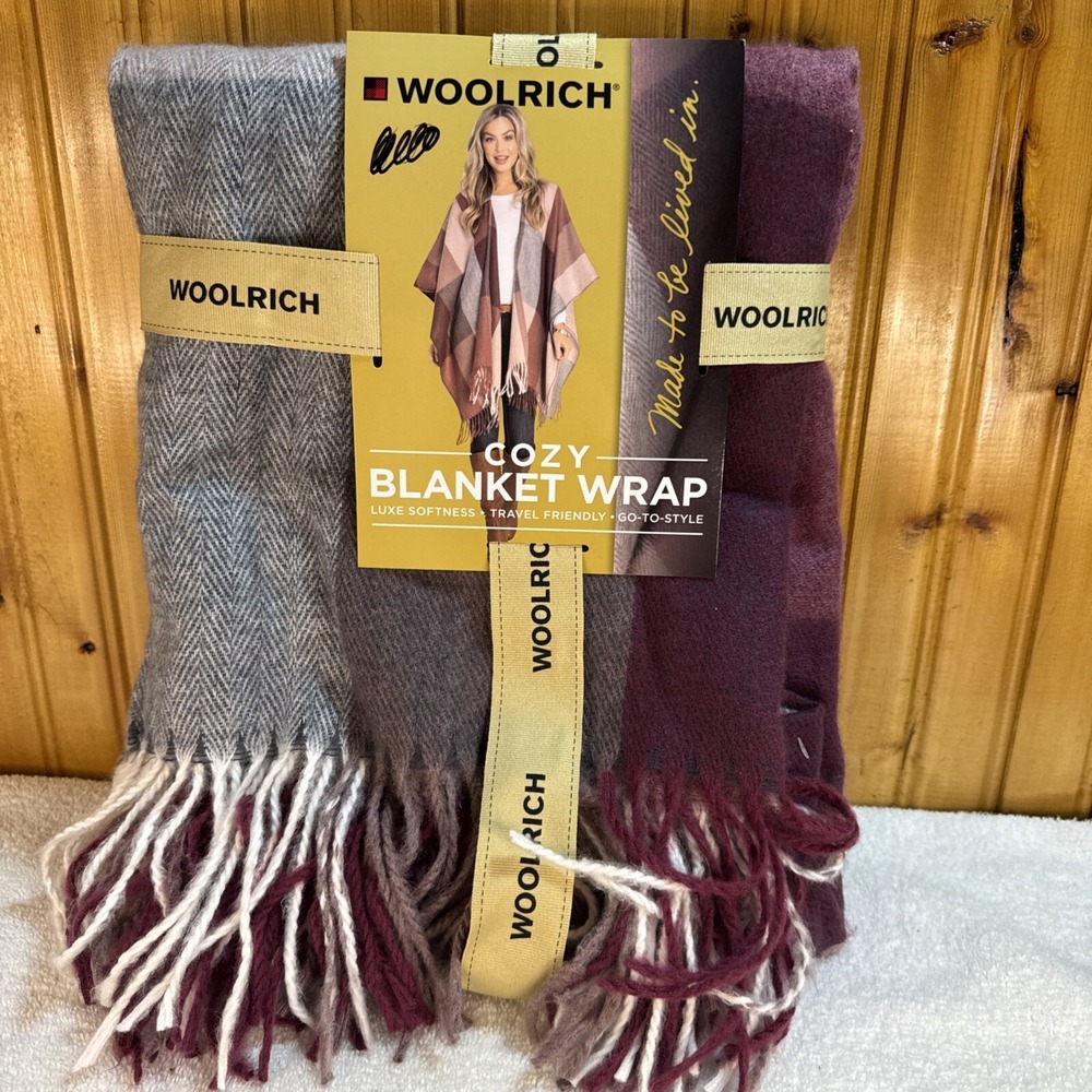 Woolrich Luxe Soft Warm Cozy Blanket Shawl Wrap Cape Daphine Plaid One Size